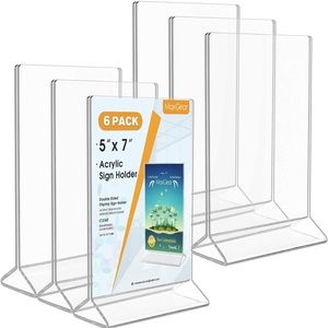 Acrylic Sign Holder 5x7 Inches, clear, 6 pack
